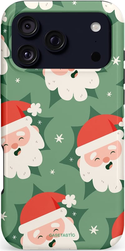 Casetastic hoesje geschikt voor Apple iPhone 17 Pro Max - MagSafe - Dubbellaagse bescherming - Vrolijke Kerstmannen in de Sneeuw - Fashion Case - Saliegroen Wit Perzik Crème