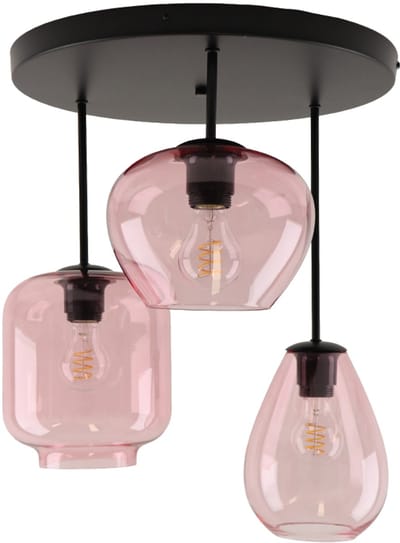 Olucia - CAIA - Plafondlamp - Roze / Zwart - Vorm: Rond