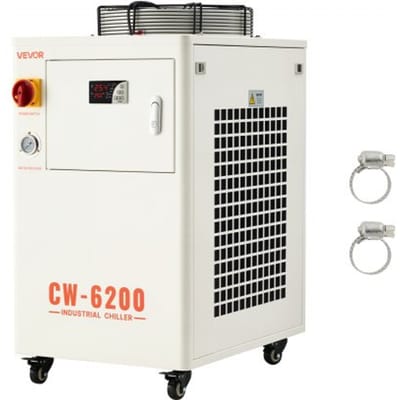 VEVOR industriële waterkoeler, 5 kW, waterkoelsysteem met compressor, tankinhoud 15 liter, max. debiet 70 l/min, industriële waterkoeler voor CO2-laserbuisgraveer- en snijmachines.