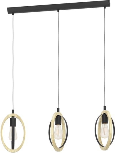 EGLO Basildon Hanglamp - E27 - 78 cm - Zwart/Bruin