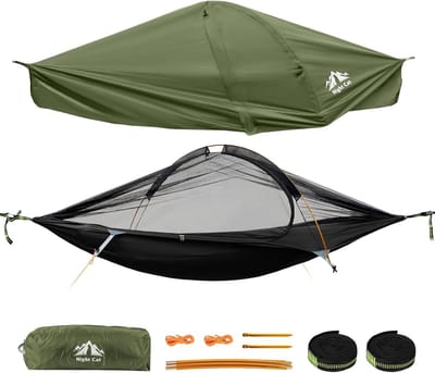 Outdoor Hangmat - Kampeer Hangmat - Reizen Avontuur - Geïntegreerd Muggennet - 111x111 Centimeter - Groen
