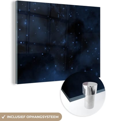 MuchoWow® Glasschilderij 120x90 cm - Schilderij acrylglas - Nacht - Heelal - Sterrenhemel - Foto op glas - Schilderijen