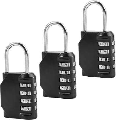 3 Stuks 4-Cijferig Cijferslot, 4-Cijferig Combinatieslot, Cijferslot met 4 Cijfers, van Zinklegering, Voor Kast Deur School Gym Garage Gereedschapskist, Hek, Kastkast, Poort, Tuinhuis (Zwart)