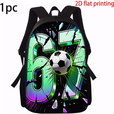 1/2/3/4/5 stuks Voetbal Nummer 67 Patroon Rugzak Set Lichtgewicht Grote Capaciteit Schooltas met Reistas Kinderen Perfect Cadeau green