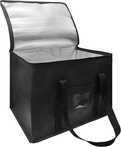 Grote 40L Koeltas - Vouwbare, Lekvrije en Waterdichte Thermische Tas voor BBQ, Kamperen en Stranduitjes (Zwart, 43 x 30 x 31 cm)