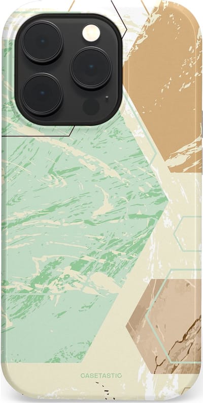 Casetastic hoesje geschikt voor Apple iPhone 14 Pro - MagSafe - Dubbellaagse bescherming - Vlaklicht - Fashion Case - Crème Mintgroen Wit Lichtgrijs