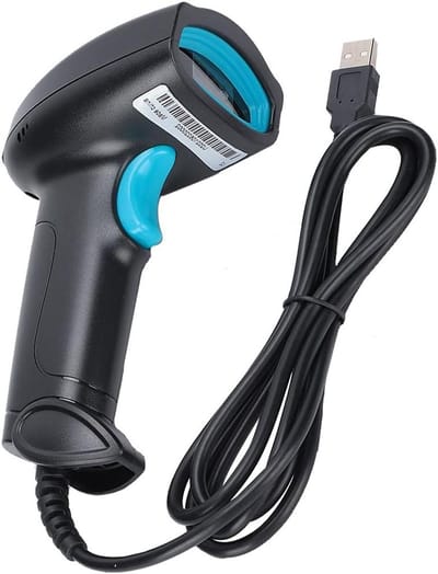 Barcodescanner 1D/2D QR-barcodelezer Handheld 360 ° Lezing van Streepjescode USB Bedraad Valbestendig voor POS-systeemdetectie Winkel Supermarkt Magazijn (Zwart en blauw)