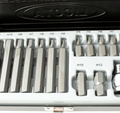 Bitset S2-Stahl, 3/8", H4-H12, incl. Bithouder