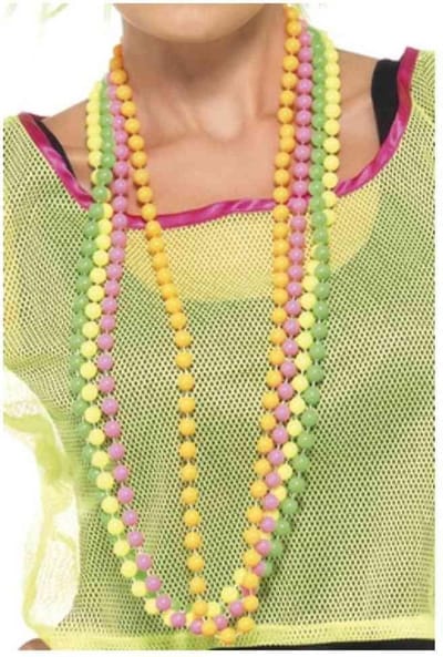 Widmann Kralen kettingen - 4x - neon kleuren - kunststof - jaren 80 thema - dames - sieraden