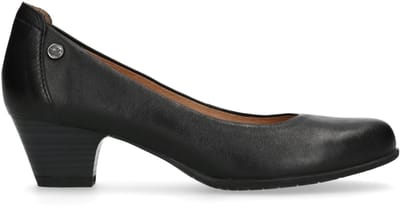 No Stress - Dames - Zwarte leren pumps met lage hak - Maat 40