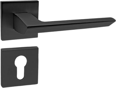 DOMINO ELENA QR SLIM - Deurkrukset Binnendeur - Zwart - Met Cilindergat - Vierkant Rozet - Aluminium Klink