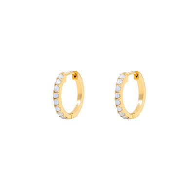 Gouden dames oorringen (hoops) – Maansteen geboortesteen juni – 925 sterling zilver 18k gold plated - cadeau voor vrouwen