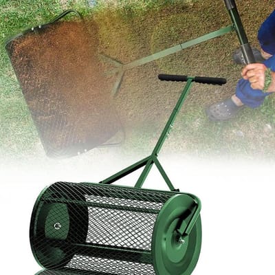 Zaadverspreider Gazon - Meststrooier Bodem - Gazon Onderhoud - Verstelbare Handgreep - 32x60 cm - Groen