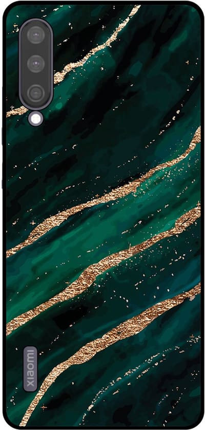 Smartphonica Telefoonhoesje Geschikt voor Xiaomi Mi A3 met marmer opdruk - TPU backcover case marble design - Groen Goud geschikt voor Xiaomi Mi A3