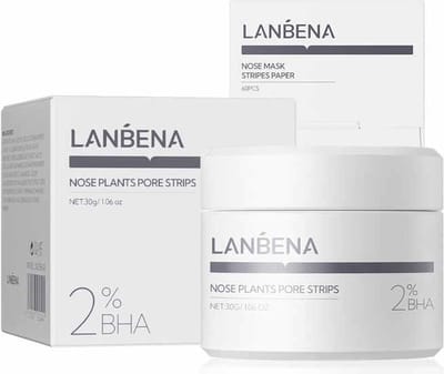 Lanbena nieuw mee-eter verwijderaar poriënreiniger neusstrips - met 60 stuks papier voor neusmaskers - met Aloe Vera, Salicylic acid- voor alle huidtypes