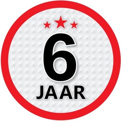 6 jaar leeftijd sticker - rond - Dia 15 cm - 6 jaar verjaardag - jubileum - leeftijd versiering