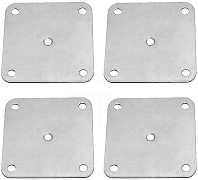 Dailygoods- Montageplaten 80 x 80mm - 4 Stuks - Zware Bevestigingsbeugels - Steunbeugel voor Meubelplanken - Koudgewalst Staal - Hard en Slijtvast