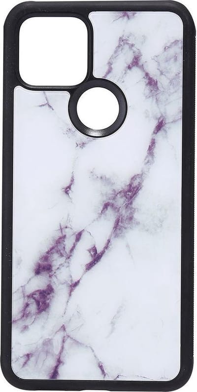 Shop4 - Google Pixel 5 Hoesje - Harde Back Case Marmer Wit