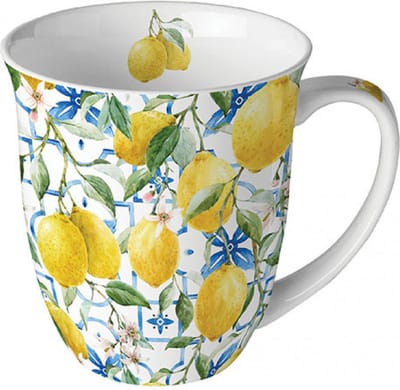 mok-beker-porselein-fine bone China-Ambiente-mediteraans-lemons-citroenen-geel-vrolijk