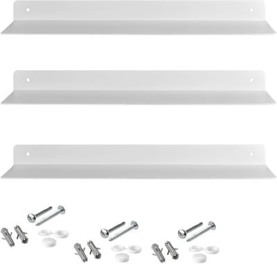 SOTECH set van 3 design zwevende planken HOVER-III 350 x 130 x 30 mm wit, wandgemonteerd, badkamerplank incl. bevestigingsset, moderne zwevende plank voor badkamer, keuken of woonkamer
