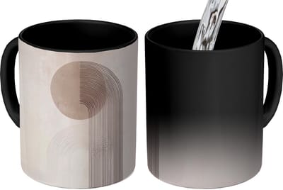 Magische Mok - Foto op Warmte Mokken - Koffiemok - Minimalistisch - Cirkel - Lichtgrijs - Magic Mok - Beker - 350 ML - Theemok