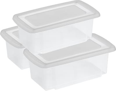 Sunware 3x stuks opslagbox kunststof 7 liter transparant 38 x 21 x 14 cm met afsluitbare deksel