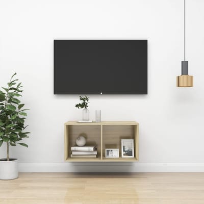 vidaXL - Tv-wandmeubel - 37x37x72 - cm - bewerkt - hout - sonoma - eikenkleurig