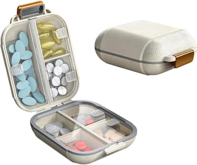 Tablettenbox voor 7 dagen, pillendoos met vakken, compacte medicijnopslag, ideaal voor reizen en dagelijks gebruik, verpakking van 2 stuks, georganiseerd en handig