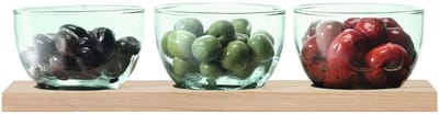 LSA Mia Tapasset - Gerecycled Glas - Met Houten Voet - 32 cm