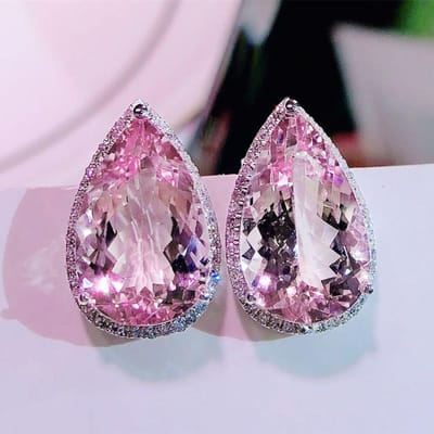 POMOiii Schattige Roze CZ Oorbellen met Waterdruppelvorm voor Dames Luxe Verloving Bruiloft Dames Accessoires Statement Sieraden Nieuw