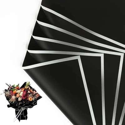 Lot de 20 feuilles de papier d'emballage floral imperméable noir pour bouquet de fleurs fraîches, emballage cadeau, fournitures de fleuriste coréen, papier d'emballage, papier de soie 20pcs