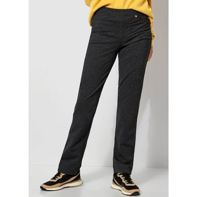 Jersey broek Alice met elastische tailleband - zwart / wit / gemêl. - Gr. 38 van Goldner Fashion