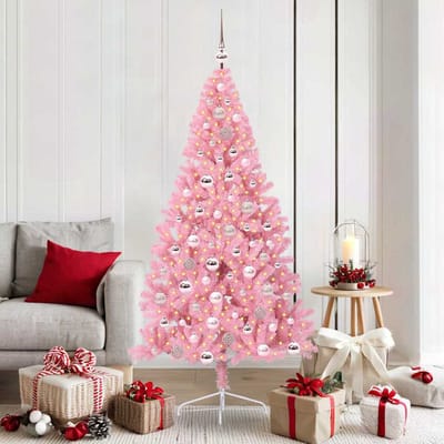 vidaXL Kunstmatig Voorverlicht Kerstboom met 300 LED Roze 180 cm PVC