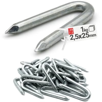 Verzinkte U-spijkers voor Houtverbindingen - 2,5 x 25 mm - Perfect voor Tuinbouw en Bouwprojecten