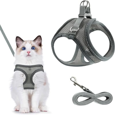 Thijox - Ademend Kattentuigje XS - Reflecterend, Verstelbaar Kattenharnas met Riem - Anti-Ontsnapping voor Buiten - Voor Actieve Katten en Honden