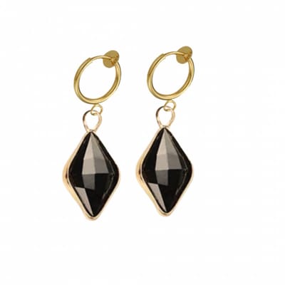 Klem oorbellen -Youetta- zwart- goudkleurig-geen gaatje-Charme bijoux