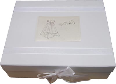 Grote WIT KATOEN doop Kaarten Keepsake Box Christen Gown Ontwerp CSG2X