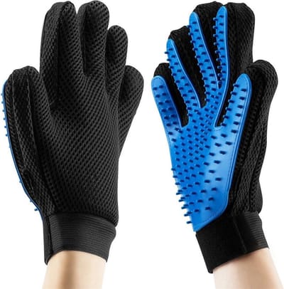Gadgetpoint - Verzorgingshandschoen - Vachtverzorging - Hond - Kat - Huisdieren - Linkerhand - Blauw
