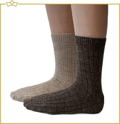 ATTREZZO® Sokken - Alpaca wol - 2 paar - maat 35-38 - Lichtbruin/Donkerbruin
