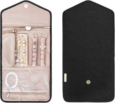 Famanu - Sieradenorganizer, reisetui, reisaccessoire voor ringen, oorbellen, halskettingen, horloges, zwart