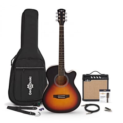 Single Cutaway Elektro-akoestische Gitaar, Sunburst, met 15W Akoestische Versterker & Accessoireset
