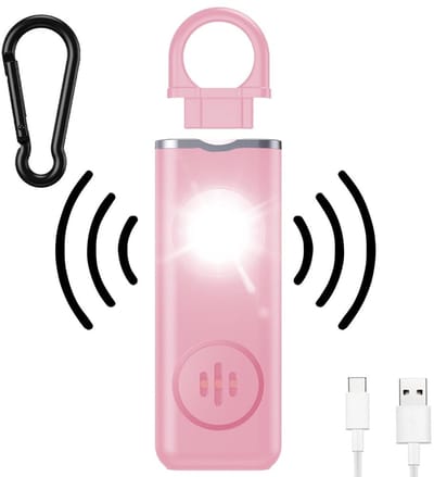 Personal Alarm 130 dB met LED Lamp - Oplaadbare Pocket Alarm voor Vrouwen en Kinderen - Veiligheids Sleutelhanger Roze