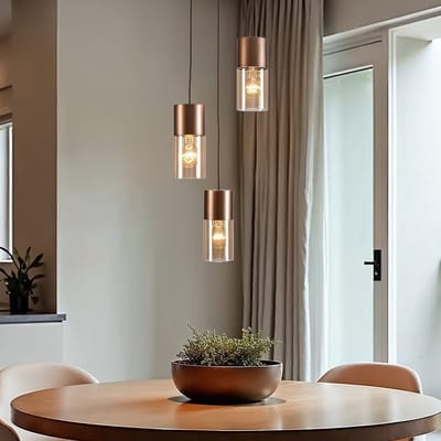 LumenXL 3-lichts design koffiebruine hanglamp - amber glas - Latte