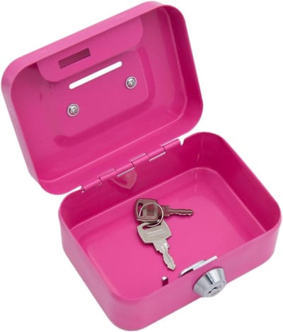 Kleine Kluisbox - Geldkistje Veiligheidsbox - Waardevolle Spullen Opslaan - Sleutelslot Mechanisme - 22B x 7H cm - Roze