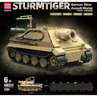 Hoge Kwaliteit Quan Hoge Kwaliteit Guan Hoge Kwaliteit Sturmtiger Gepantserd gevechtsvoertuig Hoge Kwaliteit Bouw Hoge Kwaliteit Blokken Hoge Kwaliteit Scène No original box brown