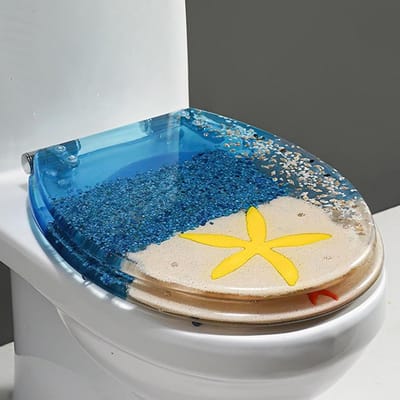Toiletbril Hars - Toiletdeksel Vorm - Badkamer Decoratie - 3D Oceaan Design - 42 cm - Transparant
