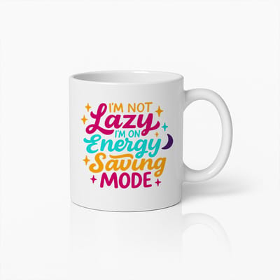 I’m Not Lazy I’m on Energy Saving Mode Mok – 330 ml Grappige Quote Koffiebeker – Kleurrijk Ontwerp – Perfect Cadeau voor Werk, Thuis of Vrienden