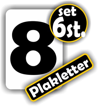 Jerma - Plakcijfers nr. - 8 - Sticker - set 6 st. - 7 x 5 cm - Zelfklevend - Vinyl - Weerbestendig