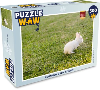 Puzzel Baby konijn - Tuin - Wit - Legpuzzel - Puzzel 500 stukjes