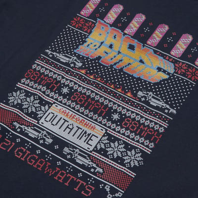 Back To The Future OUTATIME Men's Christmas T-Shirt - Navy - XXL